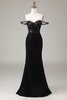 Load image into Gallery viewer, Black Mermaid Corset Long Prom Dress With Appliques