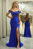 Load image into Gallery viewer, Royal Blue Mermaid Beaded Appliques Long Corset Prom Dress With Slit