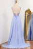 Load image into Gallery viewer, Lavender A Line Long Appliqued Prom Dress With Slit