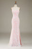 Load image into Gallery viewer, Mermaid Sparkly Pink Prom Dress with Slit