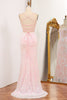 Load image into Gallery viewer, Sparkly Pink Mermaid Sequined Appliques Long Prom Dress With Side Slit