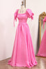 Load image into Gallery viewer, Convertible Hot Pink A Line Off the Shoulder Long Prom Dress