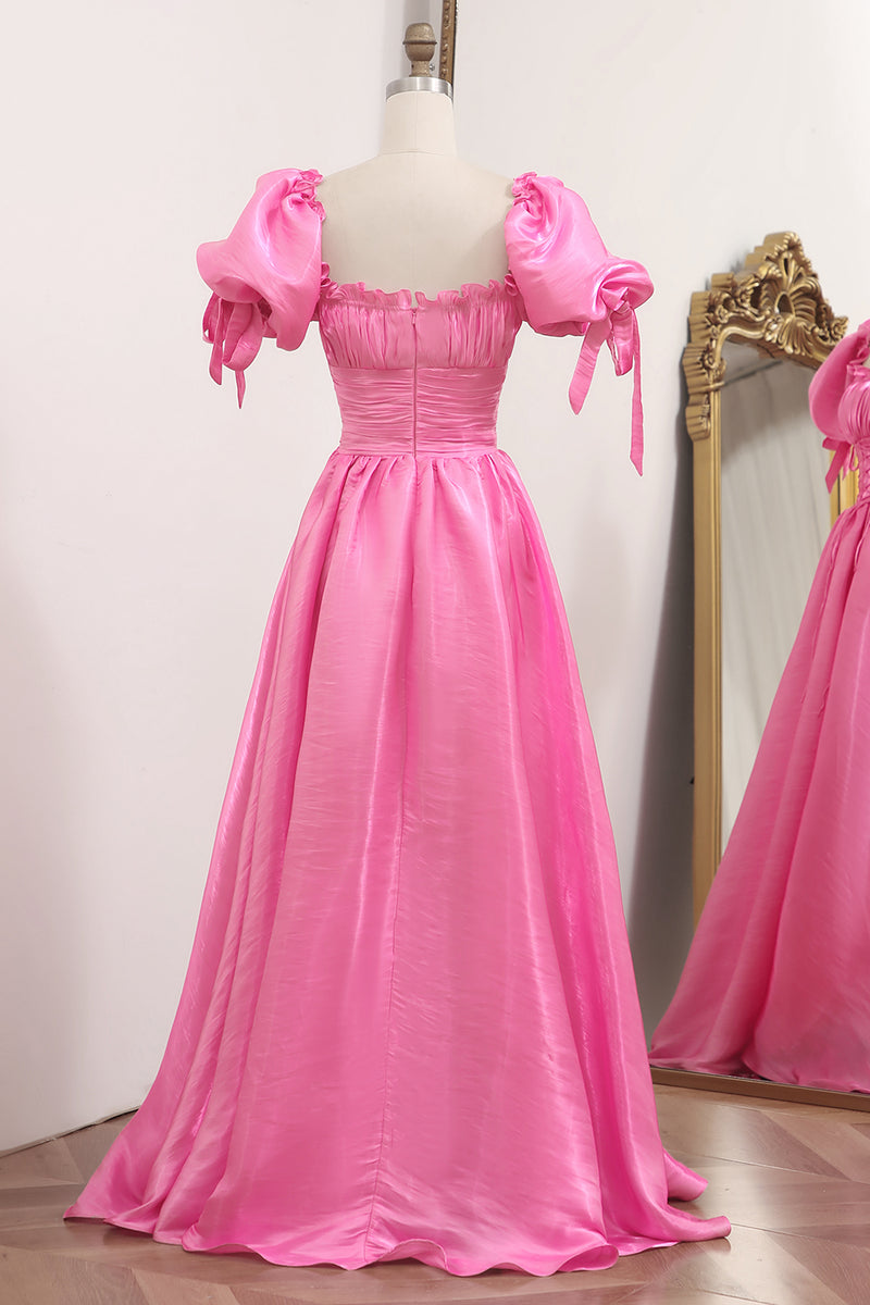 Load image into Gallery viewer, Convertible Hot Pink A Line Off the Shoulder Long Prom Dress