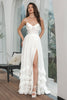 Load image into Gallery viewer, Simple White Ruffled Chiffon Corset Engagement Party Dress with Slit