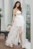 Load image into Gallery viewer, White High Low Ruffled Corset Engagement Party Dress with Lace