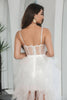 Load image into Gallery viewer, White High Low Ruffled Corset Engagement Party Dress with Lace