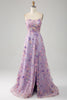 Load image into Gallery viewer, Light Purple A-Line Spaghetti Straps Long Prom Dress with Appliques