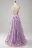 Load image into Gallery viewer, Light Purple A-Line Spaghetti Straps Long Prom Dress with Appliques