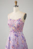 Load image into Gallery viewer, Light Purple A-Line Spaghetti Straps Long Prom Dress with Appliques