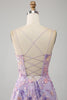 Load image into Gallery viewer, Light Purple A-Line Spaghetti Straps Long Prom Dress with Appliques