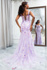 Load image into Gallery viewer, Mauve Mermaid Appliqued Long Corset Prom Dress With Slit