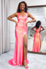 Load image into Gallery viewer, Sparkly Hot Pink Mermaid Sequined Long Prom Dress With Slit