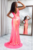 Load image into Gallery viewer, Sparkly Hot Pink Mermaid Sequined Long Prom Dress With Slit