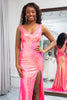 Load image into Gallery viewer, Sparkly Hot Pink Mermaid Sequined Long Prom Dress With Slit