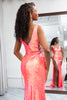 Load image into Gallery viewer, Sparkly Hot Pink Mermaid Sequined Long Prom Dress With Slit