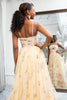 Load image into Gallery viewer, Yellow Tulle A Line Long Tiered Prom Dress With Prints