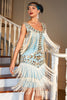 Load image into Gallery viewer, Champagne Gatsby 1920s Dress with Sequins and Fringes