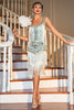 Load image into Gallery viewer, Champagne Gatsby 1920s Dress with Sequins and Fringes