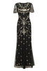 Load image into Gallery viewer, Black Blush Sequins Long 1920s Dress