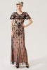 Load image into Gallery viewer, Black Blush Sequins Long 1920s Dress