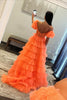 Load image into Gallery viewer, Orange Corset A-Line Tulle Long Prom Dress