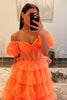 Load image into Gallery viewer, Orange Corset A-Line Tulle Long Prom Dress