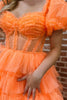 Load image into Gallery viewer, Orange Corset A-Line Tulle Long Prom Dress