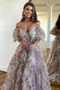 Load image into Gallery viewer, A Line Pink Green Flower Strapless Corset Tulle Long Prom Dress