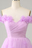 Load image into Gallery viewer, Pink Off the Shoulder Corset Homecoming Dress With Flowers