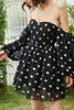 Load image into Gallery viewer, Black A Line Off the Shoulder Stars Short Homecoming Dress