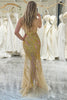 Load image into Gallery viewer, Glitter Gold Beaded Mermaid Long Prom Dress with Slit