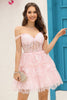 Load image into Gallery viewer, Sparkly Black Sweetheart A-Line Lace Tiered Short Homecoming Dress