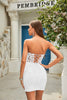 Load image into Gallery viewer, Bodycon Sweetheart Little White Dress with Appliques