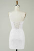 Load image into Gallery viewer, Spaghetti Straps Bodycon Little White Dress with Appliques