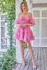 Load image into Gallery viewer, Purple A Line Off The Shoulder Corset Short Tulle Homecoming Dress