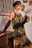 Load image into Gallery viewer, Golden Round Neck Roaring 20s Gatsby Fringed Flapper Dress with Sequins