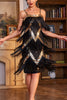 Load image into Gallery viewer, Black Spaghetti Straps Sequins 1920s Dress with Fringes