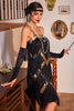 Load image into Gallery viewer, Black Spaghetti Straps Sequins 1920s Dress with Fringes