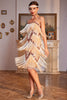 Load image into Gallery viewer, Champange Spaghetti Straps Sequins 1920s Dress with Fringes