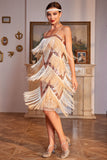 Champange Spaghetti Straps Sequins 1920s Dress with Fringes