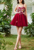 Load image into Gallery viewer, Burgundy A Line Spaghetti Straps Homecoming Dress With 3D Flowers