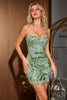 Load image into Gallery viewer, Green Spaghetti Straps Bodycon Homecoming Dress with Sequins
