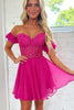 Load image into Gallery viewer, Gorgeous A Line Off The Schoulder Fuchsia Corset Homecoming Dress with Ruffles