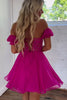 Load image into Gallery viewer, Gorgeous A Line Off The Schoulder Fuchsia Corset Homecoming Dress with Ruffles