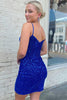 Load image into Gallery viewer, Bodycon Spaghetti Straps Royal Blue Sequins Short Homecoming Dress