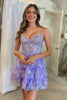 Load image into Gallery viewer, Sparkly Spaghetti Straps Sequins Purple Short Homecoming Dress