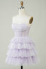 Load image into Gallery viewer, A Line Lilac Strapless Corset Homecoming Dress with Sequins
