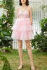 Load image into Gallery viewer, A-Line Sweetheart Blue Corset Tulle Short Homecoming Dress