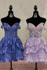 Load image into Gallery viewer, Sparkly A Line Off the Shoulder Blue Corset Homecoming Dress with Tiered Lace