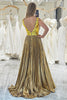 Load image into Gallery viewer, Sparkly Golden A Line Backless Long Mirror Prom Dress